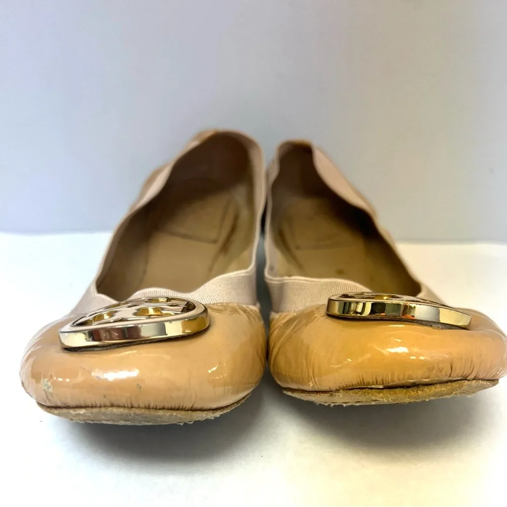 Tory Burch-Caroline Flats-Camel/Nude color,Size:8.5M, Pre- Owned, Fair condition